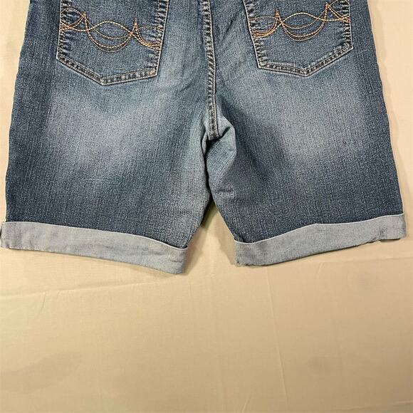 Faded Glory Women's Blue Denim Bermuda Shorts Size 14 Rolled Cuffs - Picture 6 of 7